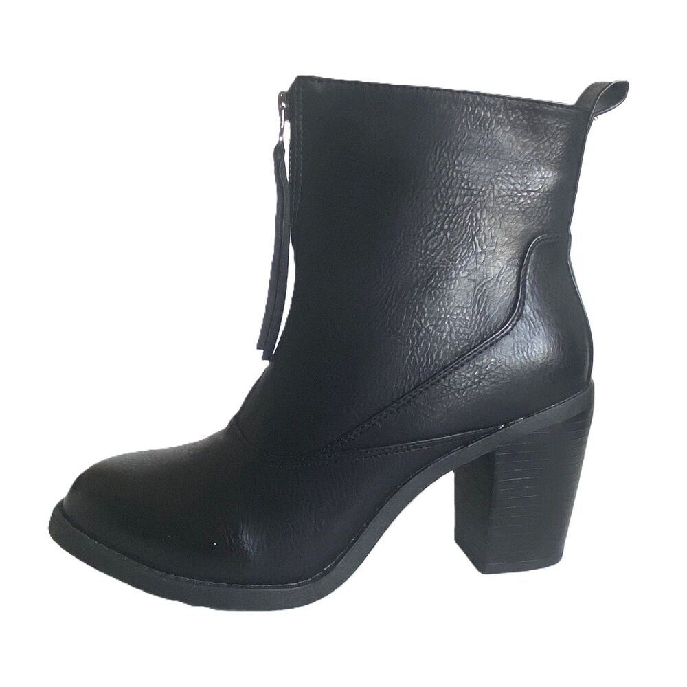 NWT Adriana New York Zippered Booties 3 Inch Heel Womens Vegan Leather Shoes 8.5